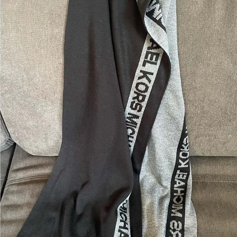 Michael Kors Black and Gray Logo Scarf